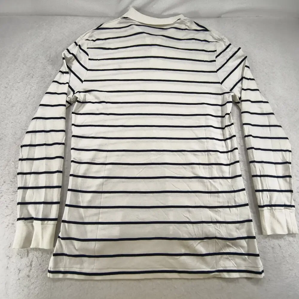 Polo Ralph Lauren Collared Long Sleeve Polo Shirt Mens Size Large L White Navy